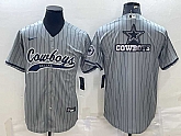 Men's Dallas Cowboys Grey Team Big Logo With Patch Cool Base Stitched Baseball Jersey,baseball caps,new era cap wholesale,wholesale hats